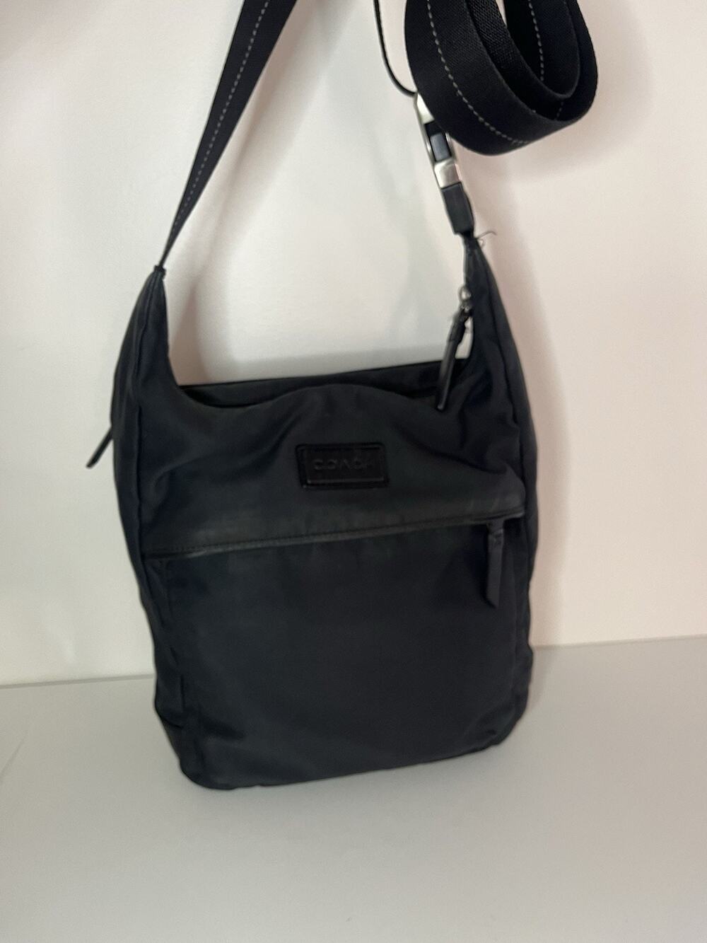 Vintage Coach Black Nylon Messenger Crossbody Bag Shoulder Purse Mini Small Y2K
